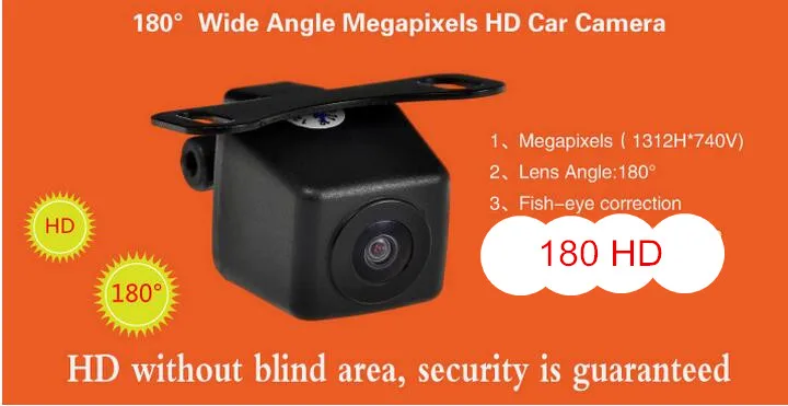 

Best 180 wide Angle HD Car camera backup Vehicle with fish eye adjustment wire Automobiles rearview camera 12V wide no blind