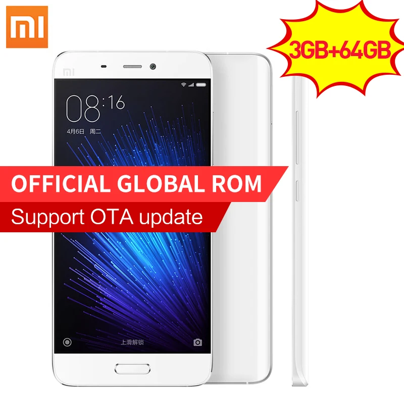 Original Xiaomi Mi5 Prime 3GB RAM 64GB ROM smartphone Mi 5 Snapdragon 820 3000mAh Dual SIM Card 4K Video Mobile Phones
