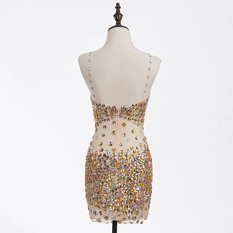 New Shining Rhinestone Banquet Sleeveless V Neck