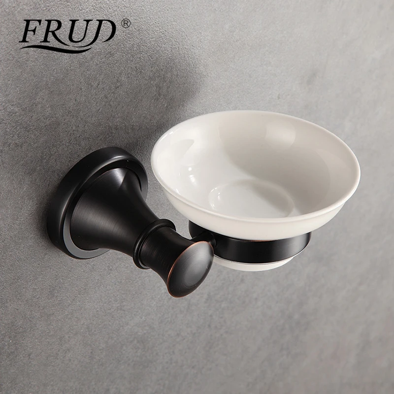 

FRUD Bathroom Soap Dishes Black Color Wall Mounted Soap Holder Antique Soap Dish White Ceramic Dishes Bathroom AccessoriesY18029