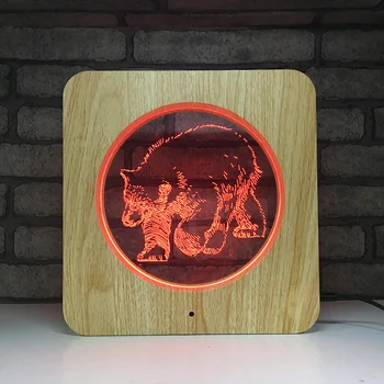 

7 color wood grain atmosphere led desk lamp luminous creative 3d stereoscopic light led light bear