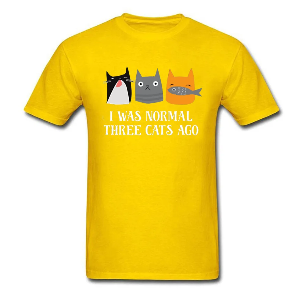 Мужская футболка с забавным котом папой темно синие футболки надписью I Was Normal Three
