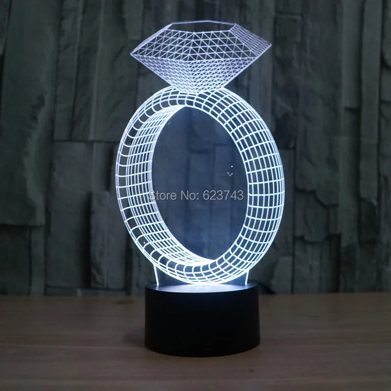 

3D Illusion Ring with Diamond Night Light effect model 7 Color Change Desk Lamp LED Table Light Intelligent Remote Control