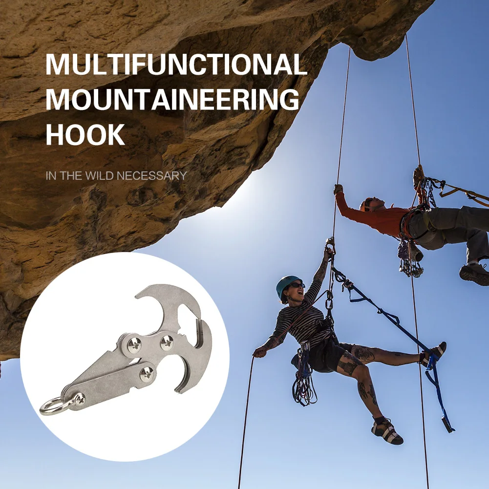 

1Set Stainless Steel Survival Grappling Hook Climbing Outdoor Carabiner Equipment Multi-functional Climbing Hook Climbing Tools