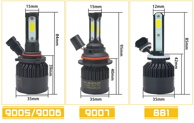 2 шт. светодиодный H7 H4 H11 H1 H3 HB4 H27 H8 HB3 9005 9006 881 9007 H13 светодиодный автомобильные лампы для фар машины 8000LM 6500 к фары автомобиля светильник