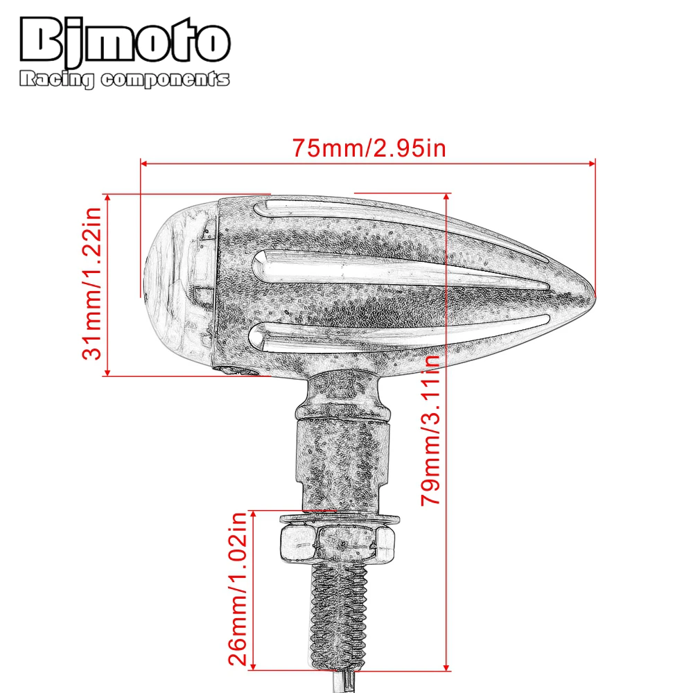 BJMOTO светодиодный мотоциклетные поворотные сигнальные индикаторы, мерцатели 12 V 0,5 W лампа с желтым светом для Harley измельчитель Крузер, Боббер Cafe Racer