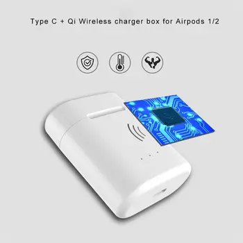 

Built-in 450mAh Battery Type C Wireless Charge Case Wireless Charger Box For Airpods 1/2