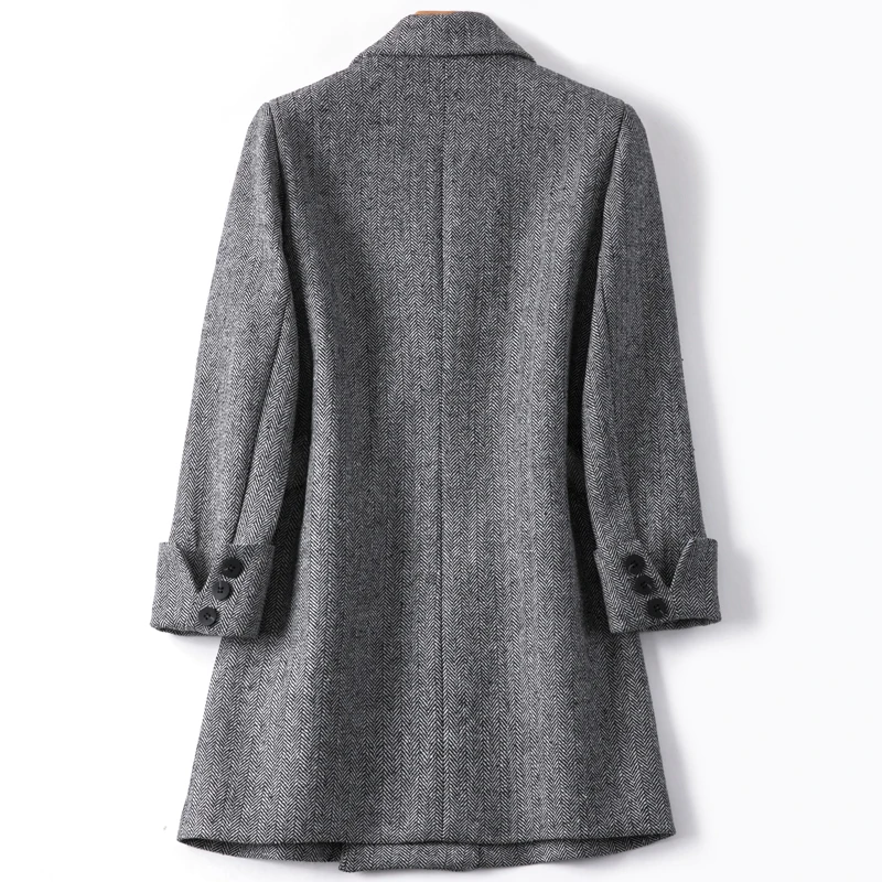 Shuchan Autumn Winter 2019 New Items Women's Jacket Blazer Feminino Double Breasted Pockets Casaco Feminino Long Jackets Women