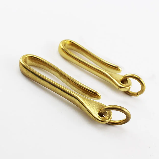 free shiping Fish Hook Solid Brass KeyChain Key Ring Belt U Hook Wallet