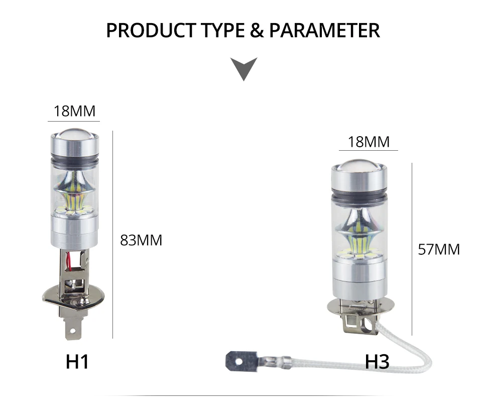 Aceersun Led H8 H11 H10 Fog light bulb 9006 HB3 9005 ATV H1 H3 1200LM 6500K 12V 24V  Car Driving Daytime Running Lamp motorcycle (8)