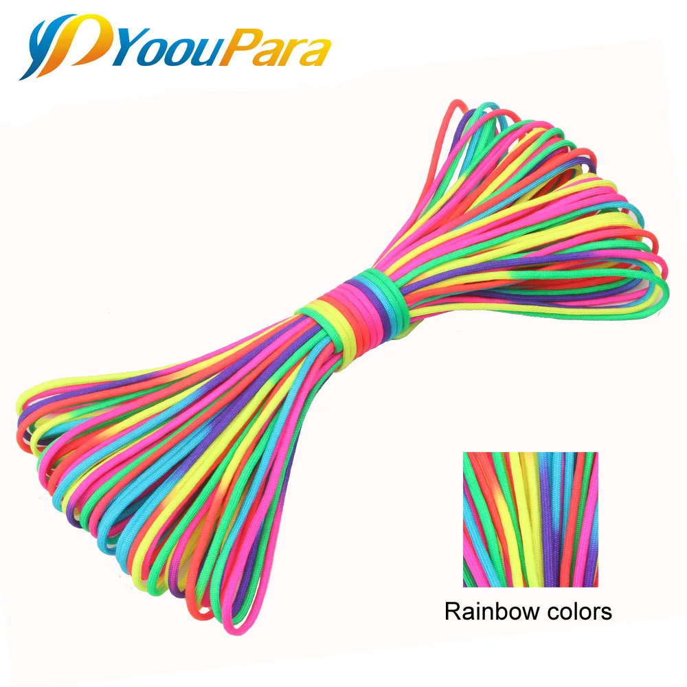 Yooupara 100ft paracord rainbow 4 ملليمتر nylom 7 المدرجات 550 حبل سوار الحبل اليابس الكاملة cuerda escalada تسلق التخييم خيمة Yooupara 100ft paracord rainbow 4 ملليمتر nylom 7 المدرجات 550 حبل سوار الحبل اليابس الكاملة cuerda escalada تسلق التخييم خيمة