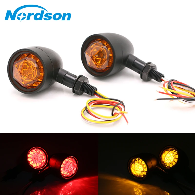 

Nordson Motorcycle LED Turn Signal Indicator taillight lamp bullet Light Diamond Lens For Honda Yamaha Suzuki Kawasaki Harley