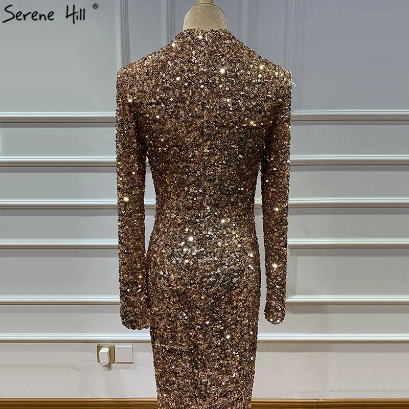 Мусульманский из розового золота с высокой горловиной Роскошные платья для выпускного вечера новейший дизайн 3D расшитый блестками с длинными рукавом Выходные туфли на выпускной бал BLA60851