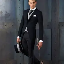 Последние конструкции пальто брюки темно-Темно-синие Фрак Жених Смокинги для женихов итальянский Стиль мужские Нарядные Костюмы для свадьбы жених(куртка+ Брюки для девочек+ жилет