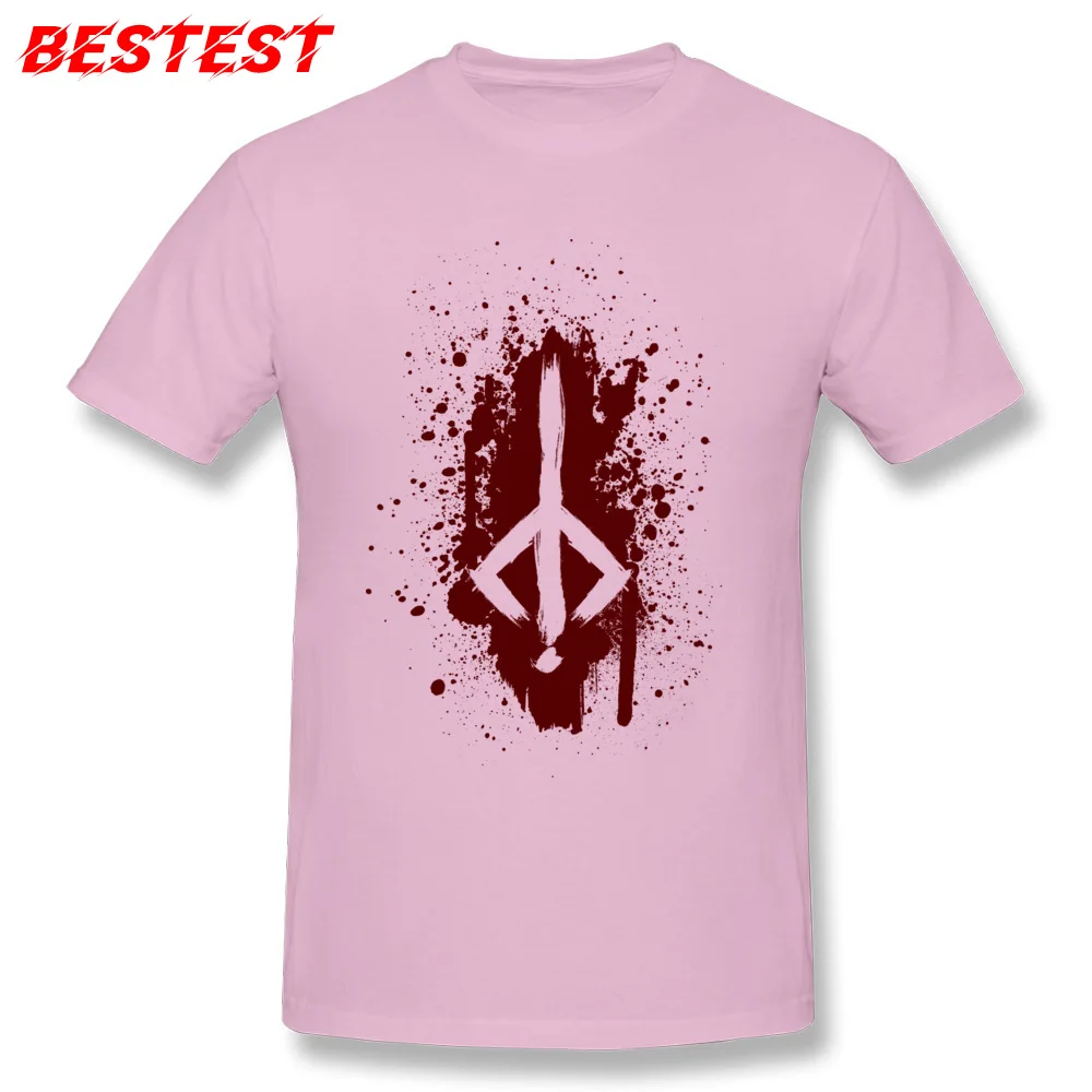 Hunters Rune New Arrival Design Tshirts Crewneck 100% Cotton Short Sleeve Tops Shirts for Men Tee Shirts Thanksgiving Day Hunters Rune pink