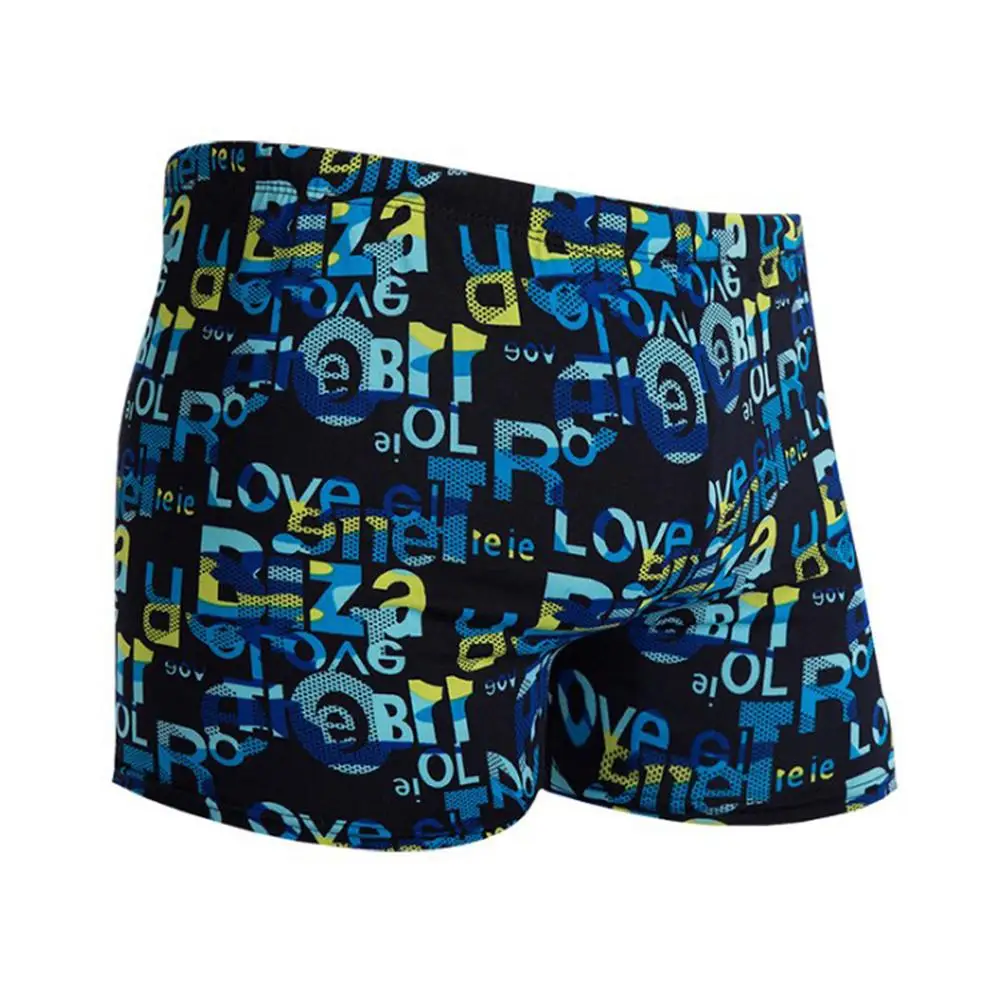 

Men's Large Size Swimming Trunks with Flower Prints and Milk Fiber