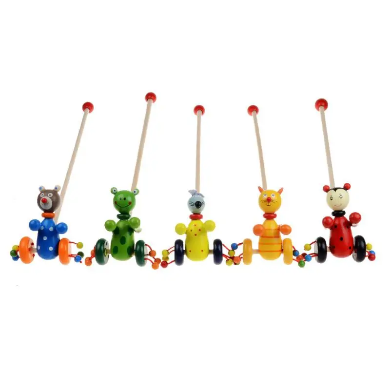 Baby font b Toys b font Cartoon Baby Coagent Toddler Child Putting Animals Wooden Puzzle Trolley
