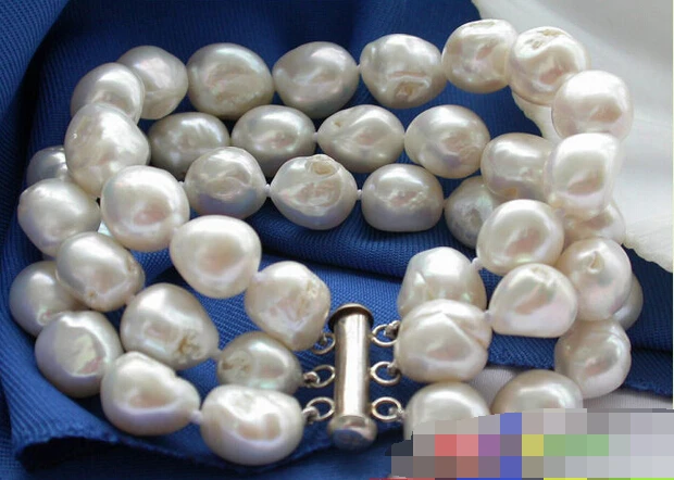 

FREE SHIPPING>>>@@ 01186 3row 8" WHITE BAROQUE FW CULTURED PEARL BRACELELT