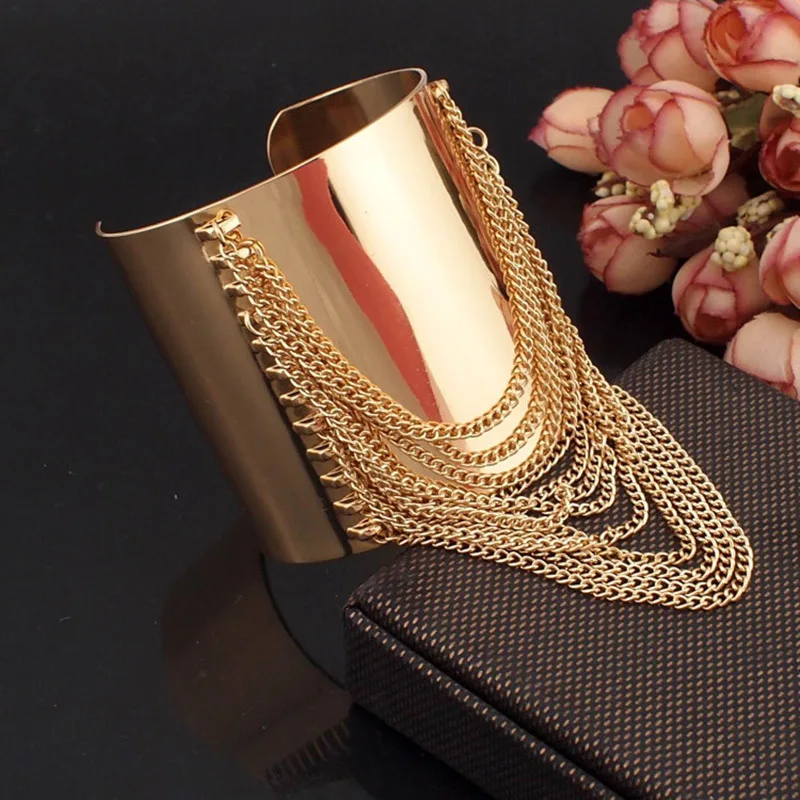 Модные яркие золотистые браслеты MANILAI из сплава в стиле панк женские манжеты на