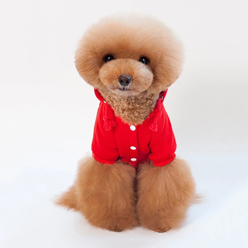 Теплые зимние Собака Щенок шнурок кнопки Свитера, пуловеры кофта с капюшоном для домашнего животного Одежда для маленьких собак, товары для домашних животных, Новинка