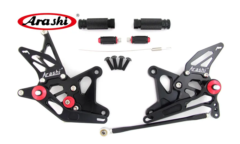 Arashi Rider подножки для KAWASAKI ZX6R ZX636 2005-2006 ЧПУ Регулируемые подножки Rearset NINJA ZX-6R ZX 6R ZX 636 2005 2006 - Цвет: Черный