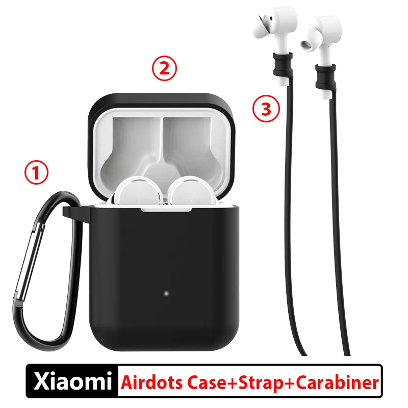 3 в 1 Air Case анти-потеря карабин с ремешком для Xiaomi Mi AirDots Pro air tws xiaomi mi airdots(Сяоми Ми ЭйрДотс Про) чехол airpods наушники беспроводные блютуз наушники мешки Bluetooth беспроводные чехол xiaomi air - Цвет: 1