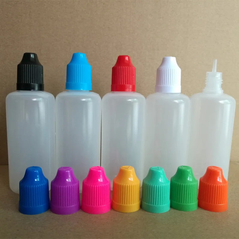 600pcs/lot 60ml PE Plastic Dropper Bottles With Colorful Childproof Cap and Long Thin Tips for E Liquid Nail Gel | Красота и здоровье