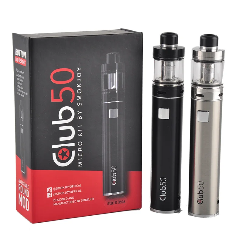 

Original smokjoy Club 50 Micro Kit with Club 50 box mod 1600mAh battery & Air Tank 22 Electronic Cigarette starter kit Vape pen