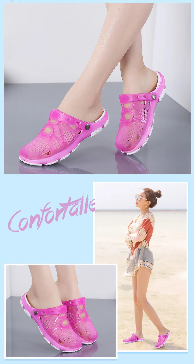 2019 Summer Women Sandals Jelly Shoes Breathable Woman Beach Shoes Zapatos De Mujer Ladies Slides Candy Rainbow Flats Sandalias Mujer (7)
