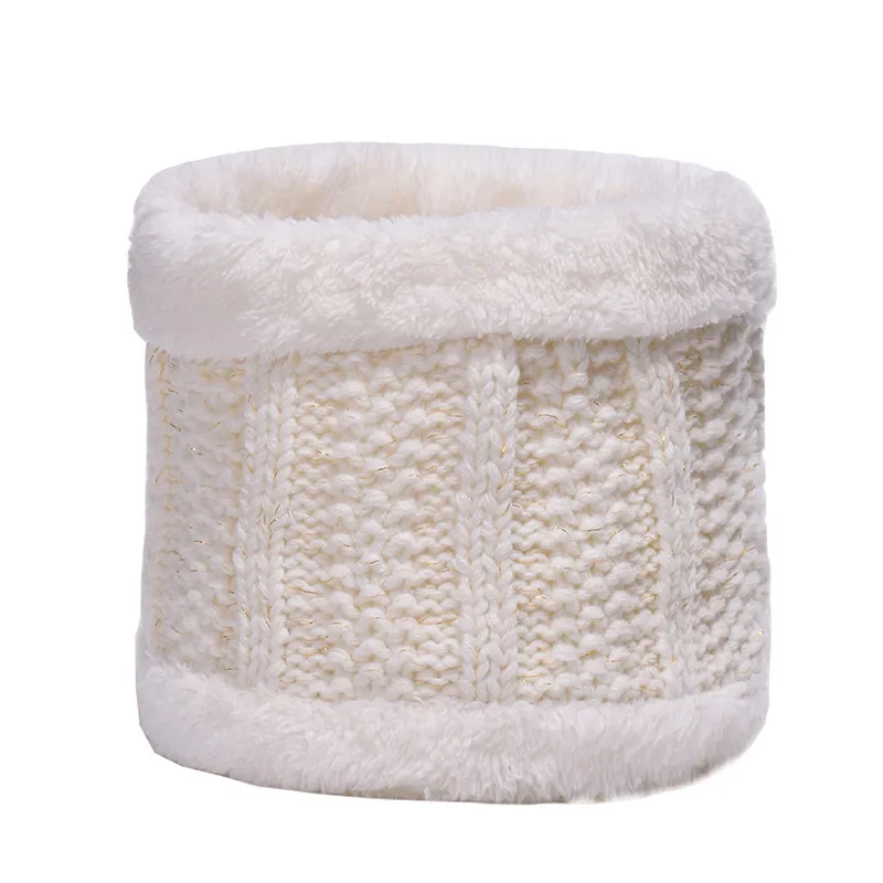 [Lakysilk] Зимние теплые шапки бини снуд набор для женщин Дамы крючком Skullies& Beanies с помпоном для девочек вязаная бархатная шапка - Цвет: whit