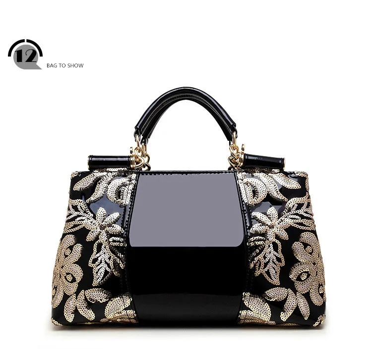 new luxury handbags women bags designer embroidered shoulder bag handbag large capacity patent leather luxury dinner bag