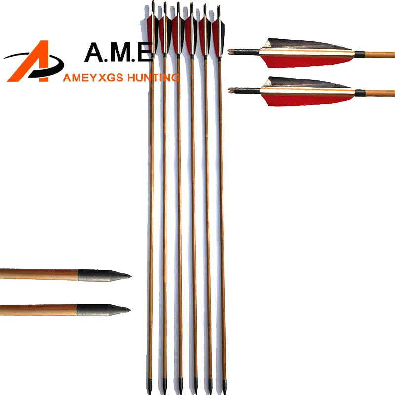 Buy 6/12 Pieces Archery Wooden Arrows Fletching Turkey