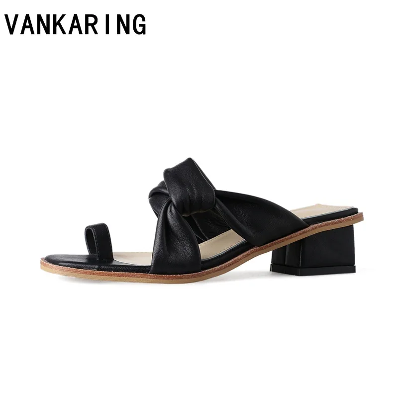 

new fashion brand shoes black summer sandals genuine leather slippers high heels casual dress shoes woman platform sandals mules