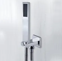Free shipping Brass Square Chrome Hand Held Shower Head With Wall Connector &1.5m Hose Set Water Saving Copper Handheld Spraye