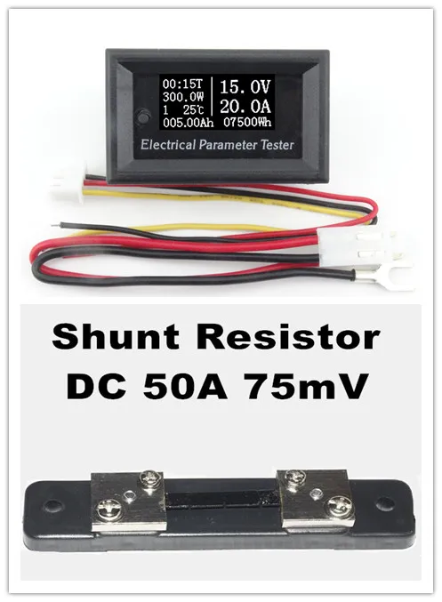 

DC 100V 50A Digital Voltmeter Ammeter with 50A Shunt Volt Amp Dual Time temperature Power Energy Display Panel Meter 39%off