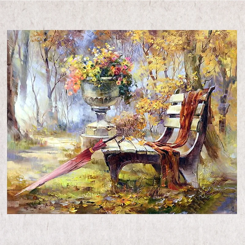 

Full Embroidered Living Room Decoration Home Arts Crafts DIY 5D Diamond Painting Resin Square Diamonds Chair and Red Umbrella