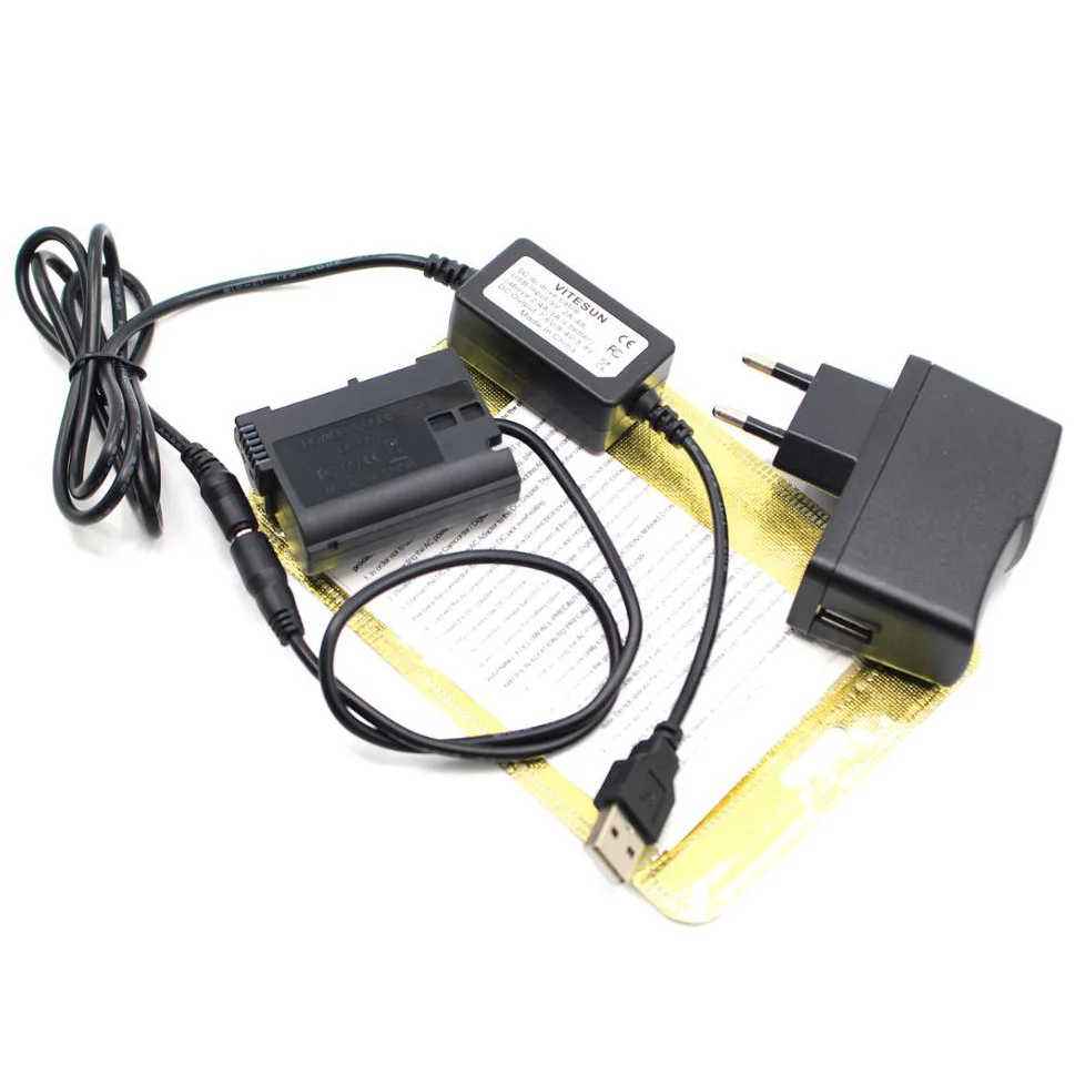 

USB cable 5V3A charger+EN-EL15 MB-D15 ENEL15 dummy battery EP-5B DC Coupler for Nikon D7500 D7200 D850 D810 D800 D800E D750 D610