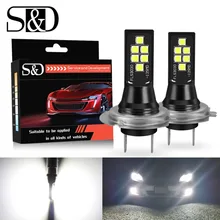 2 шт. H7 светодиодный фонарь супер яркий 12 3030SMD Автомобильные противотуманные фары 6000K белый для вождения день бег лампа авто DC 12 В 24 В