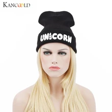 Мужская и женская зимняя модная черная вязаная шапка унисекс с единорогом, чистая Мягкая шерстяная вязаная шапочка, теплые шапки Nov5