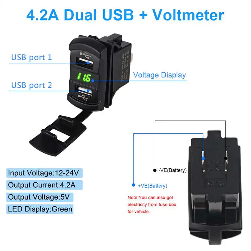 5V 4.2A морской двойной Переходник Usb для зарядки в машине Водонепроницаемый со