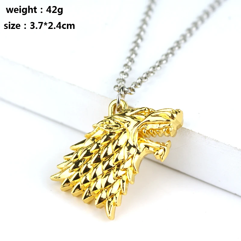 Hot TV Series Game Of Thrones Pendant Necklace Family Stark Wolf Head Logo Metal Statement Jewelry Gift For Man Women Fans