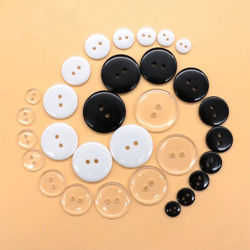 

Resin Sewing Buttons Scrapbooking Round Lucency Two Holes Botones Bottoni Botoes 9-25mm Transparent/Black/Whit Clear accessories