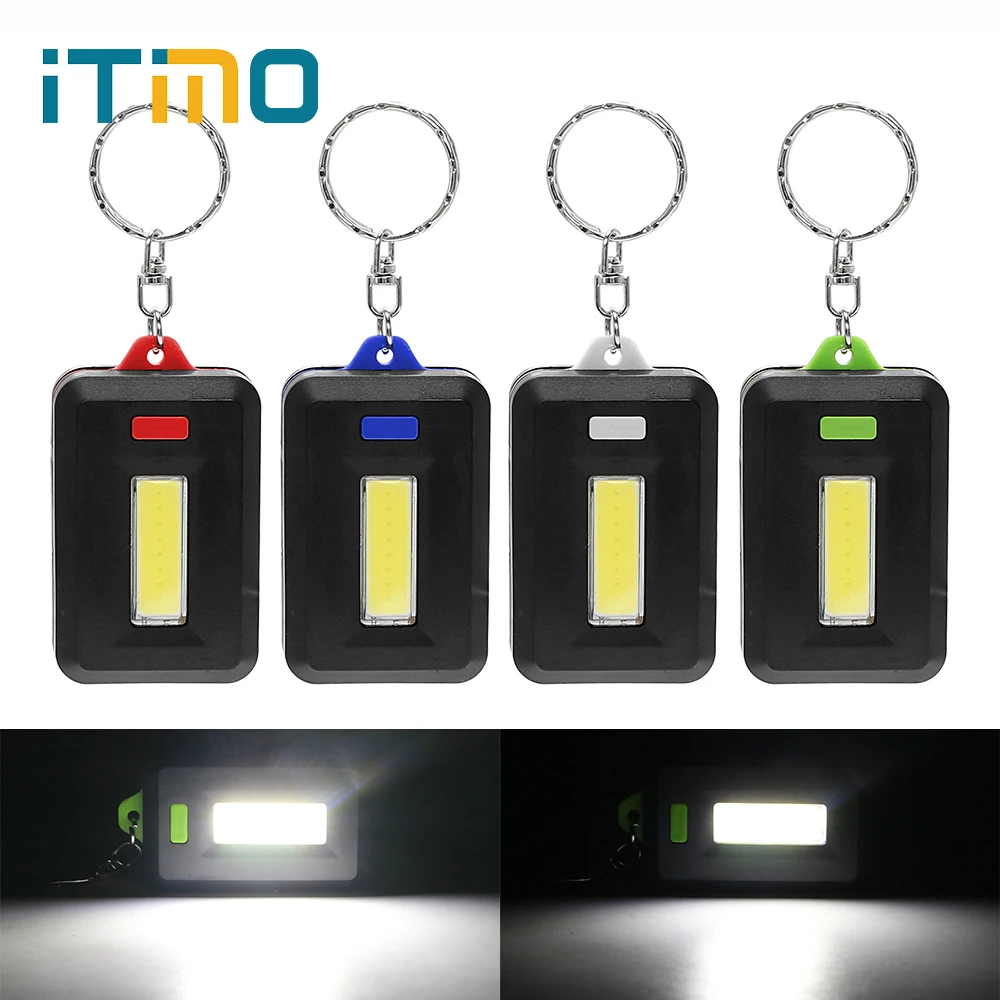 

iTimo LED Flashlight COB Torch Emergency Light Lamp 3 Modes Portable Lighting Keychain Light for Hiking Camping