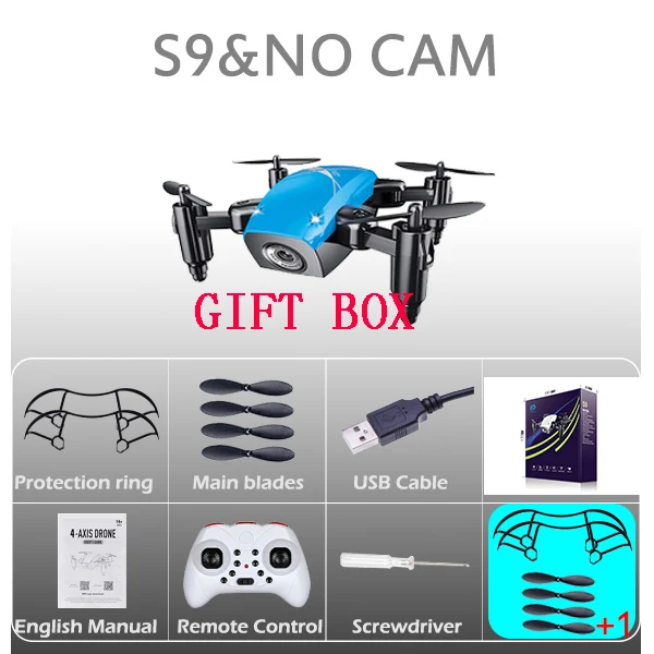 S9W мини-Дрон с камерой S9, не складной Радиоуправляемый вертолет, высота, Квадрокоптер, Wi-Fi FPV, Микро Карманный Дрон VS CX10W - Цвет: no cam B gift box