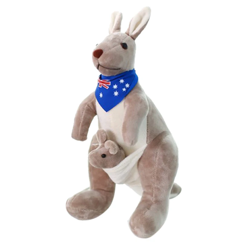 13.7Inch Soft Plush Toys Australia Kangaroo Carrying Baby Stuffed Plush Animals Kangaroo Mother