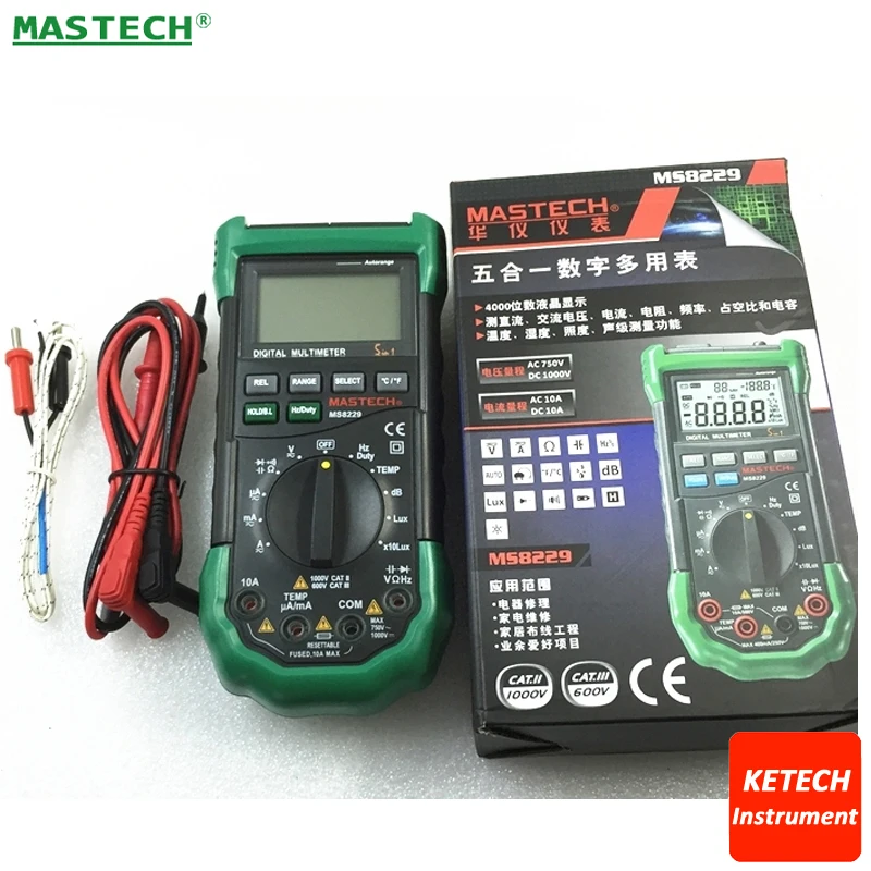 

Auto Range Of Environmental Monitoring Multimeter Can Measure Temperature, Humidity, Illuminance Noise MASTECH MS8229