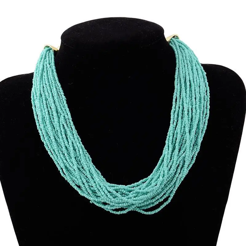 

Fashion Bohemia Multi-layered Beads Short Choker Necklace For Women Necklaces & Pendants Jewelry Charms Jewellery Gift Wholesale