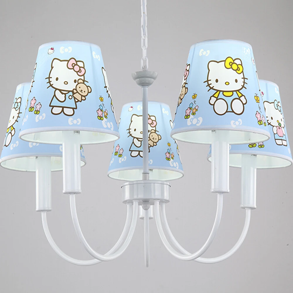 

110V 220V LED E14 Children 's Chandelier Pastoral Blue Five Hanging Living Room Modern Iron Lamp Children.
