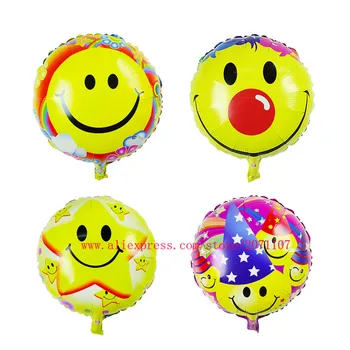 

Lucky 50pcs/lot 18 inch Expression Balloons Smile Face Foil Balloons Birthday Party Suppplies Wedding Decoration Inflatable Toys