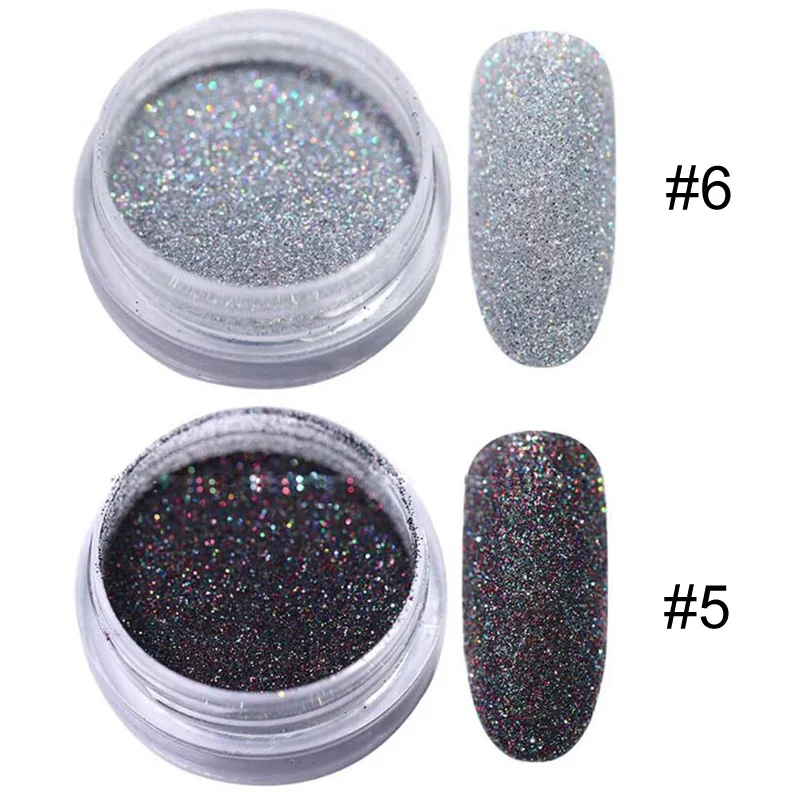 Color 5-6 Bittb 2 шт., градиентный блеск для ногтей, порошок, лазерная голографическая блестящая сахарная Хромовая пудра для ногтей, набор для украшения ногтей «сделай сам» - Цвет: Color 5-6